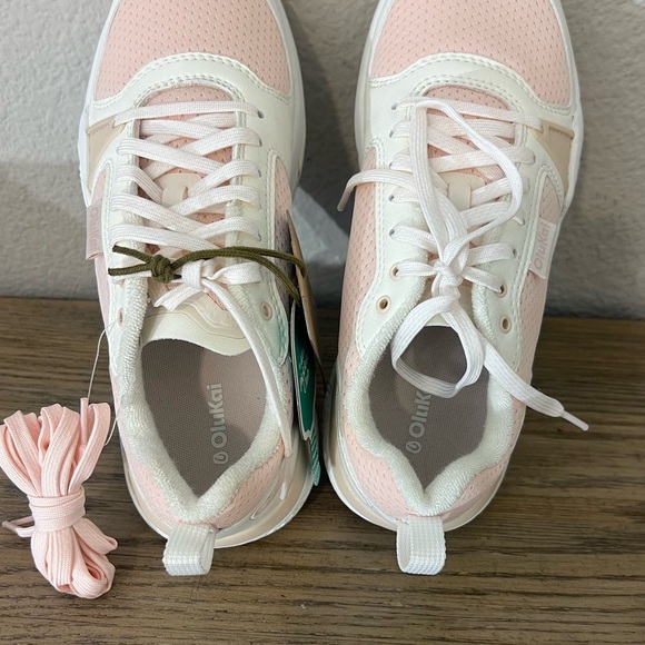 NWT Olukai women’s Anau pickleball sneakers rose dust pink bright white size 8.5 - Picture 9 of 12